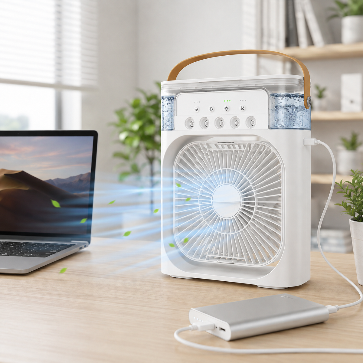 Ventilador humidificador de nebulización blanco