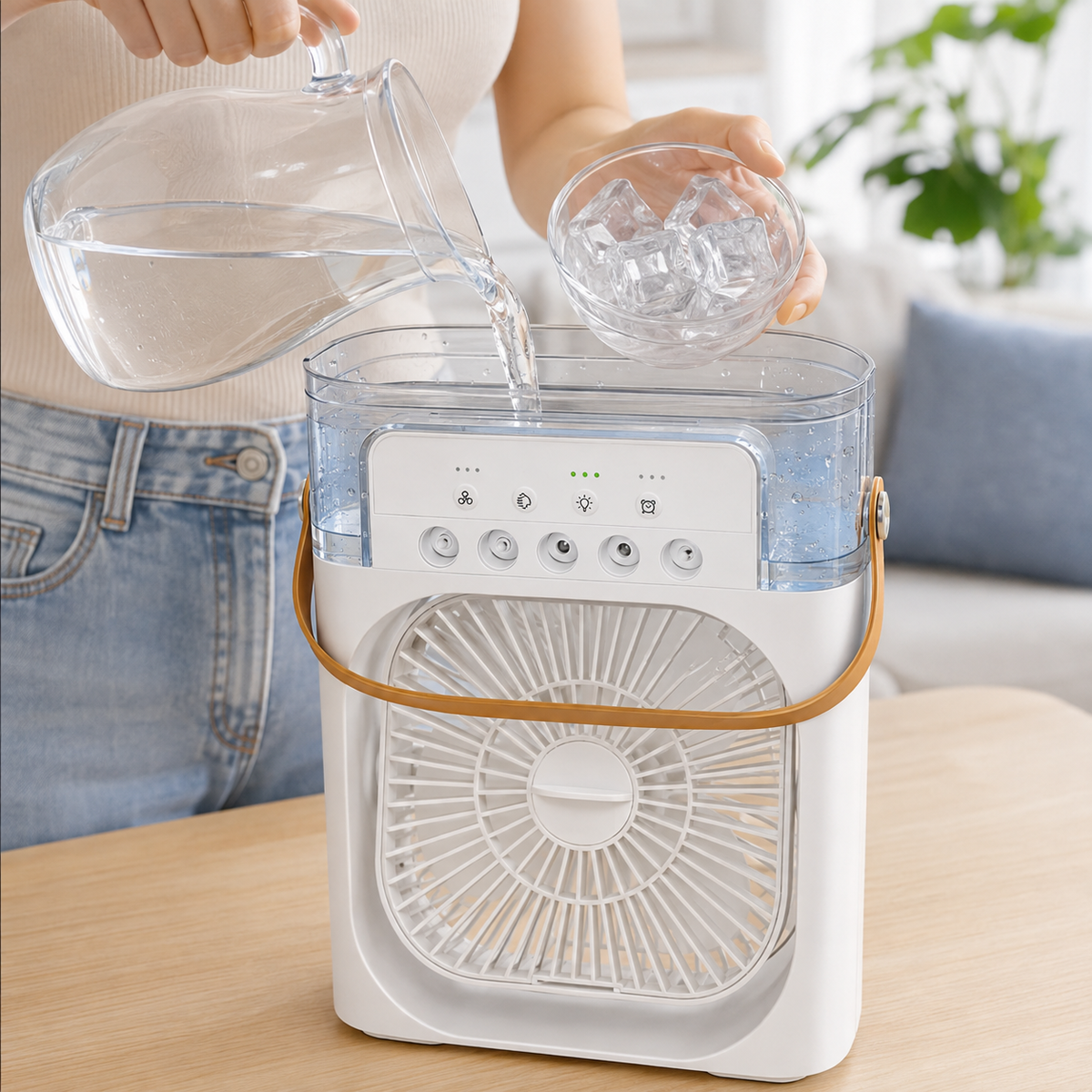 Ventilador humidificador de nebulización blanco