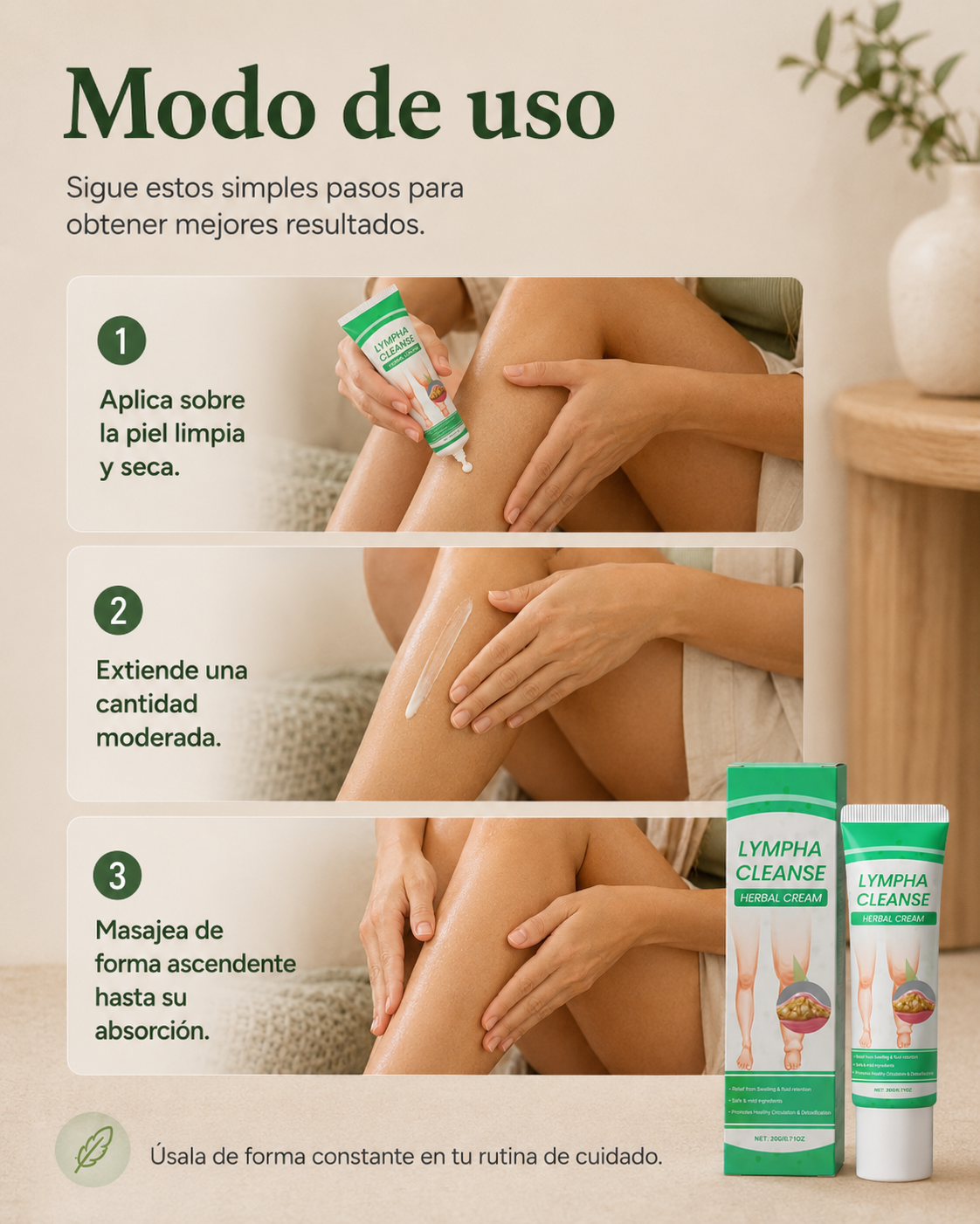 Crema herbal detox linfática