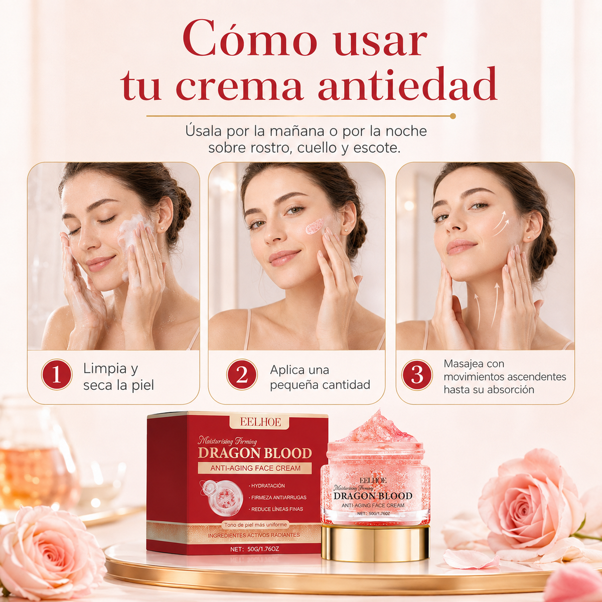 Crema hidratante antienvejecimiento con retinol placenta de dragón