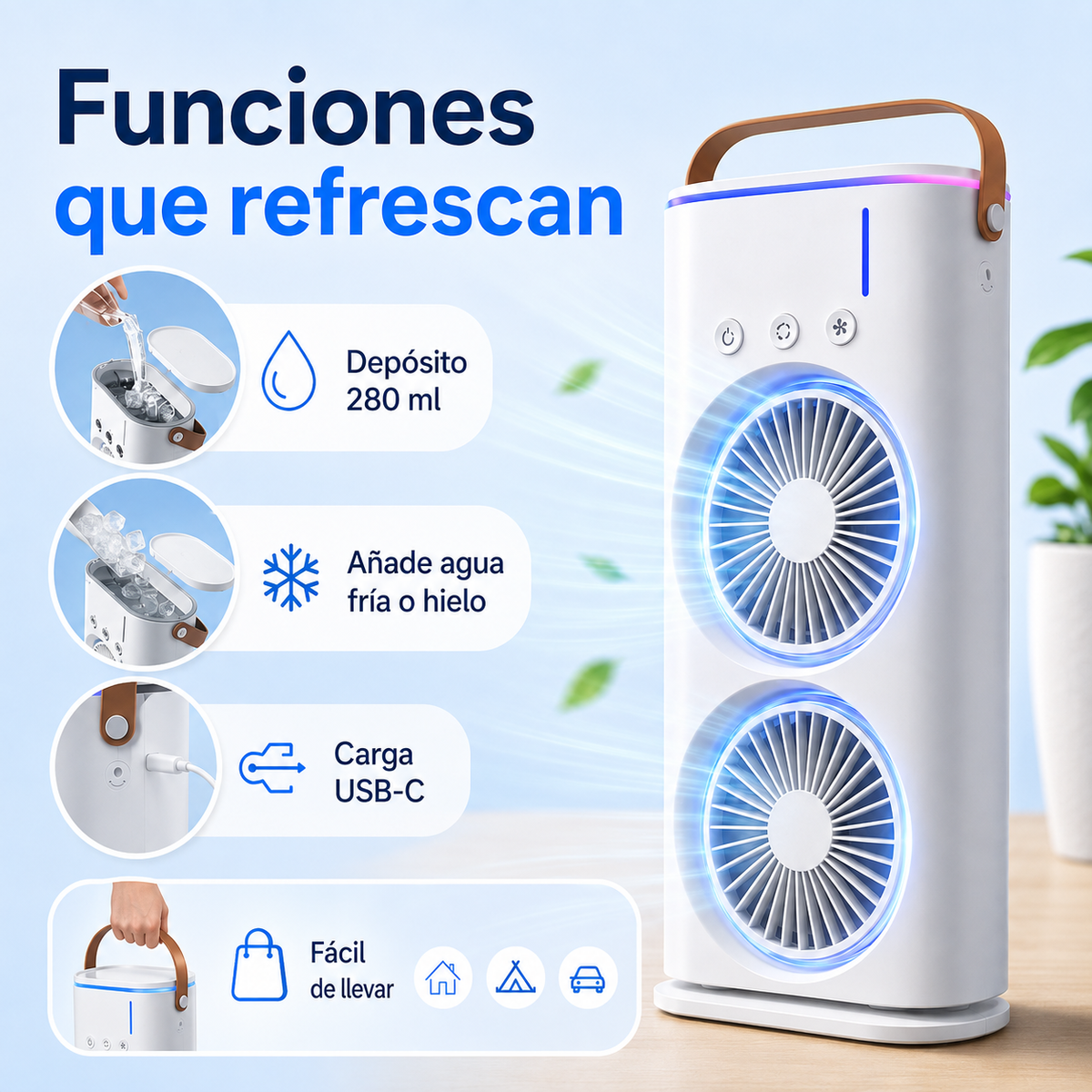 Aire acondicionado evaporativo portátil