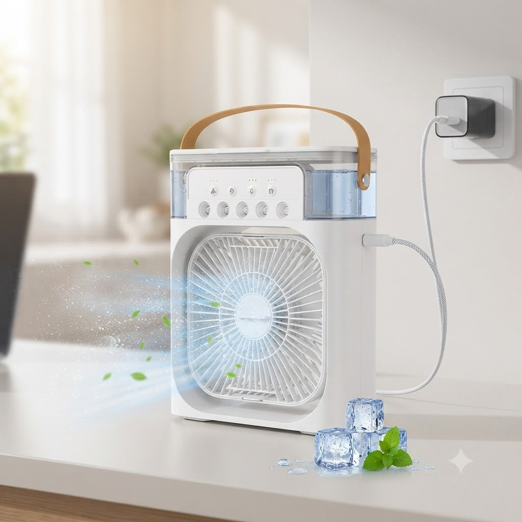 Ventilador humidificador de nebulización blanco