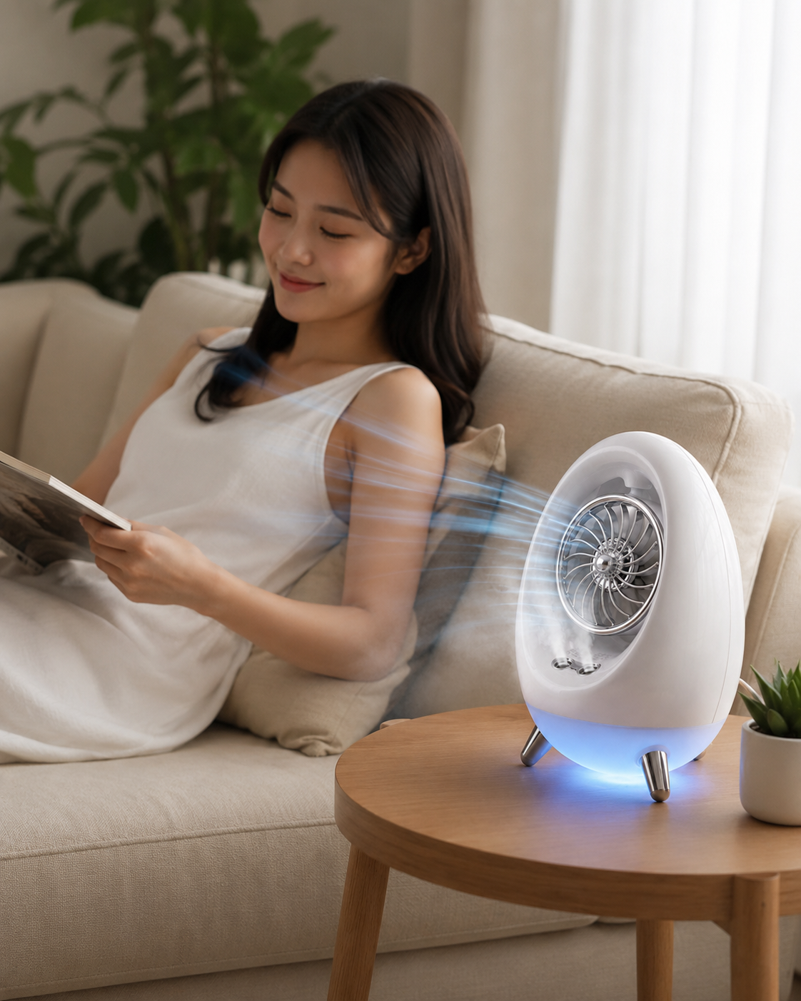 Ventilador de refrigeración con lámpara de noche y humidificador