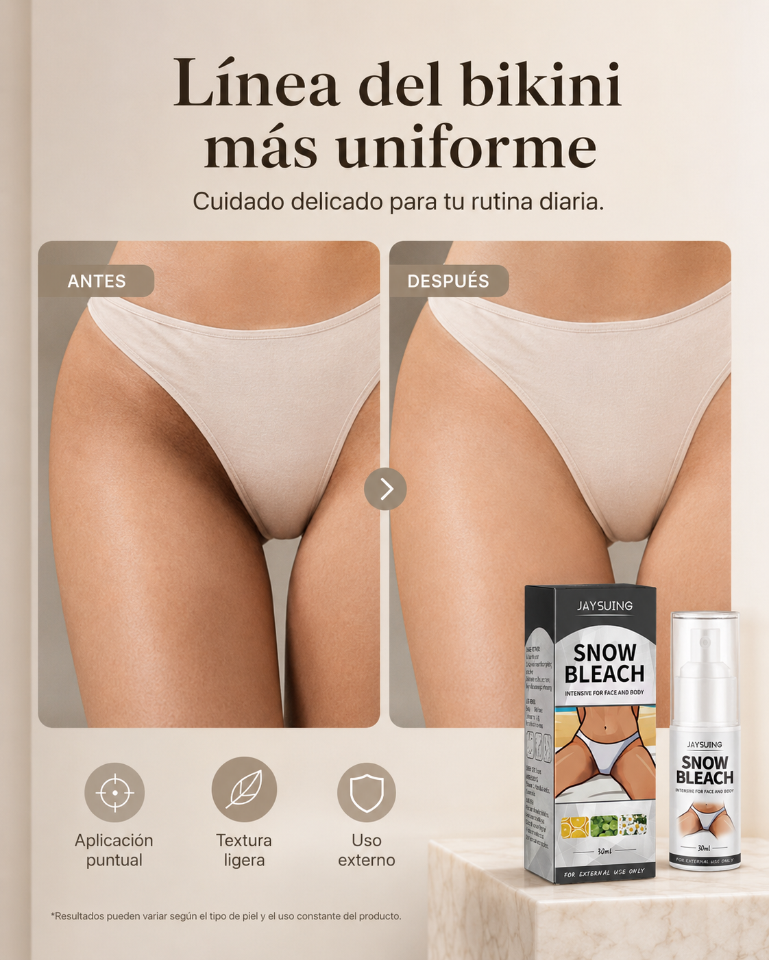 Crema blanqueadora para la zona Íntima