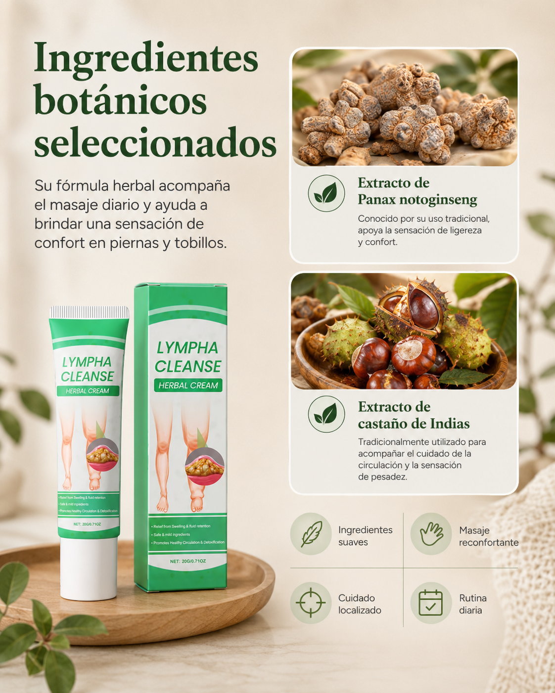 Crema herbal detox linfática