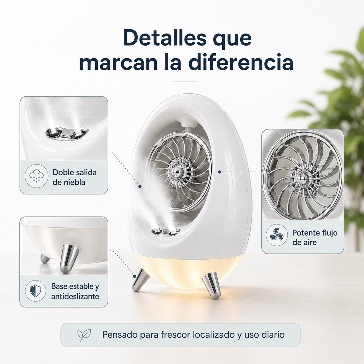Ventilador de refrigeración con lámpara de noche y humidificador