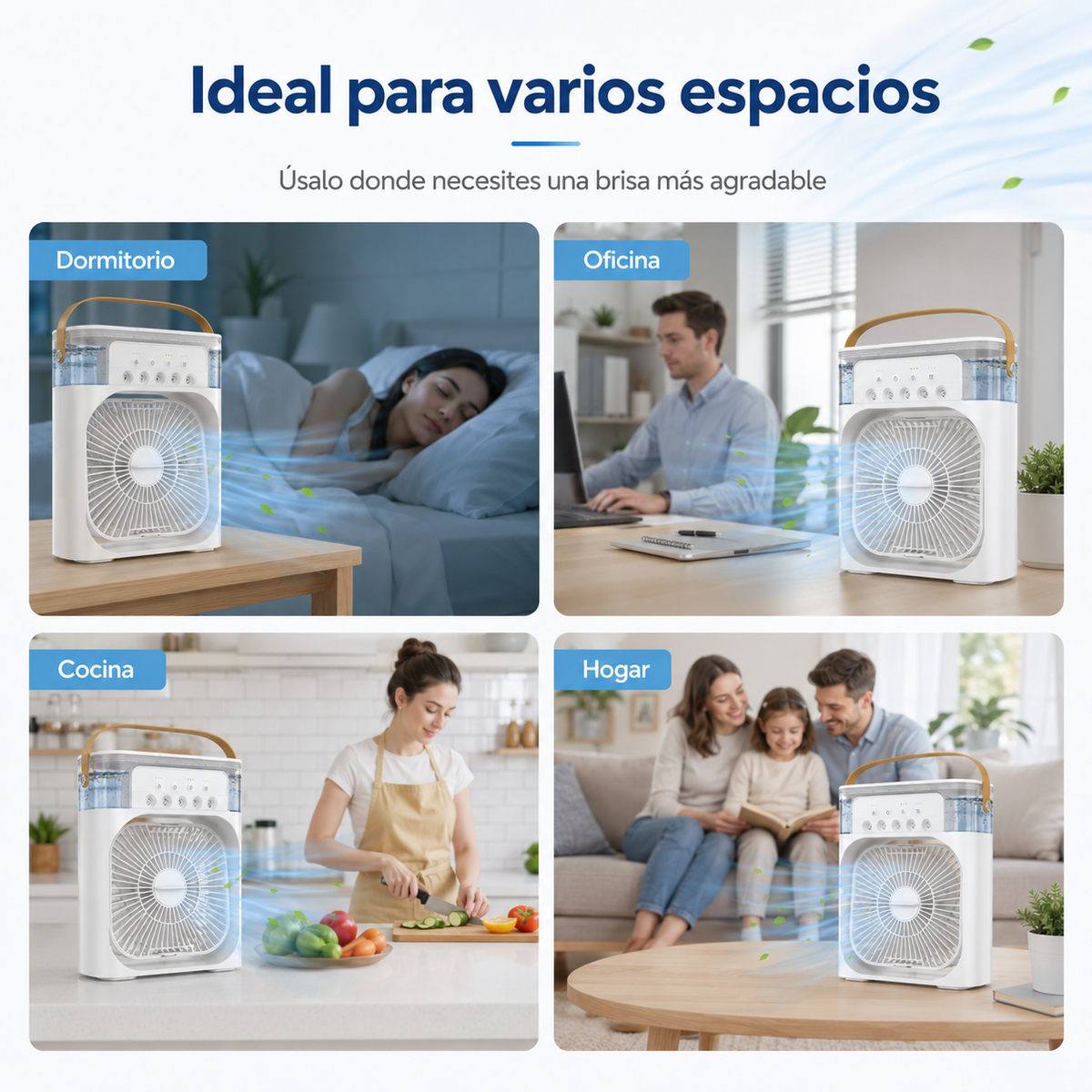 Ventilador humidificador de nebulización blanco