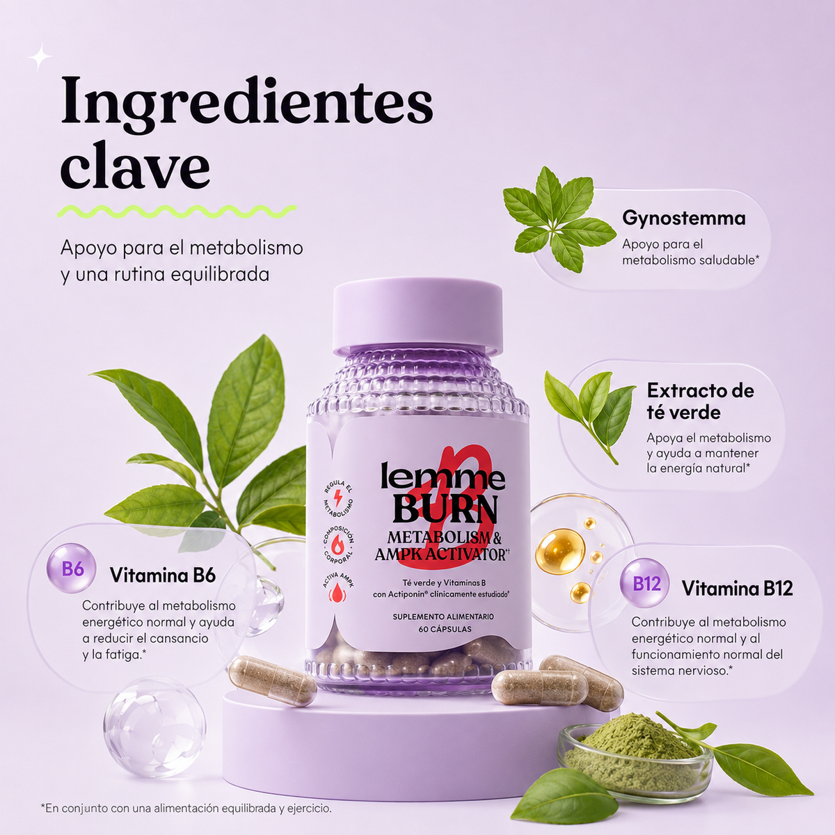 Suplemento para acelerar el metabolismo, favorecer la quema de grasa abdominal y activar la AMPK